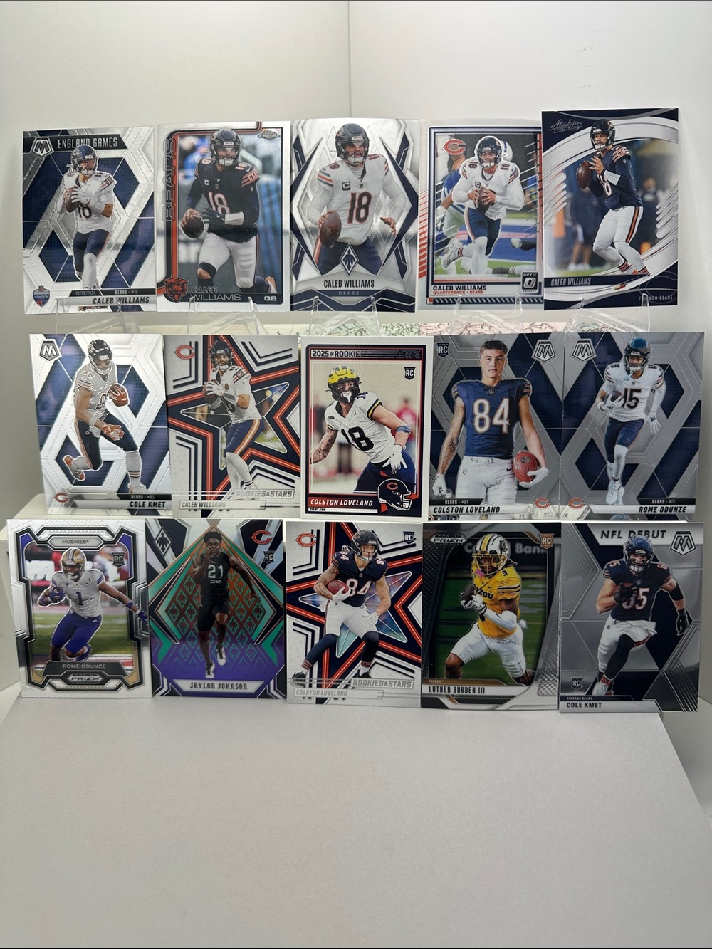 Caleb Williams Bears w/ Rookie cards of Loveland, Odunze, Burden, Kmet, Johnson